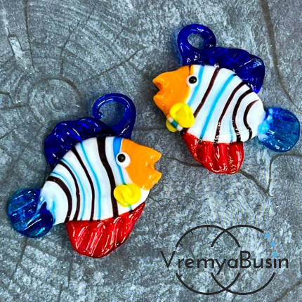 Подвеска из муранского стекла «Рыба», ок. 35х40 мм (1 шт.)