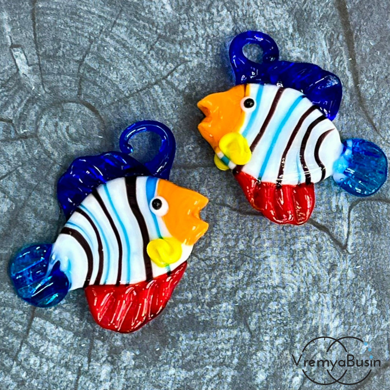 Подвеска из муранского стекла «Рыба», ок. 35х40 мм (1 шт.)