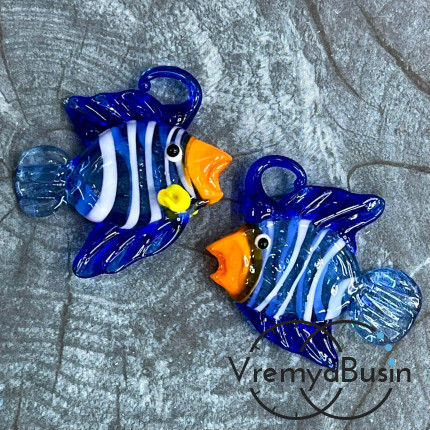 Подвеска из муранского стекла «Рыба», ок. 35х40 мм (1 шт.)