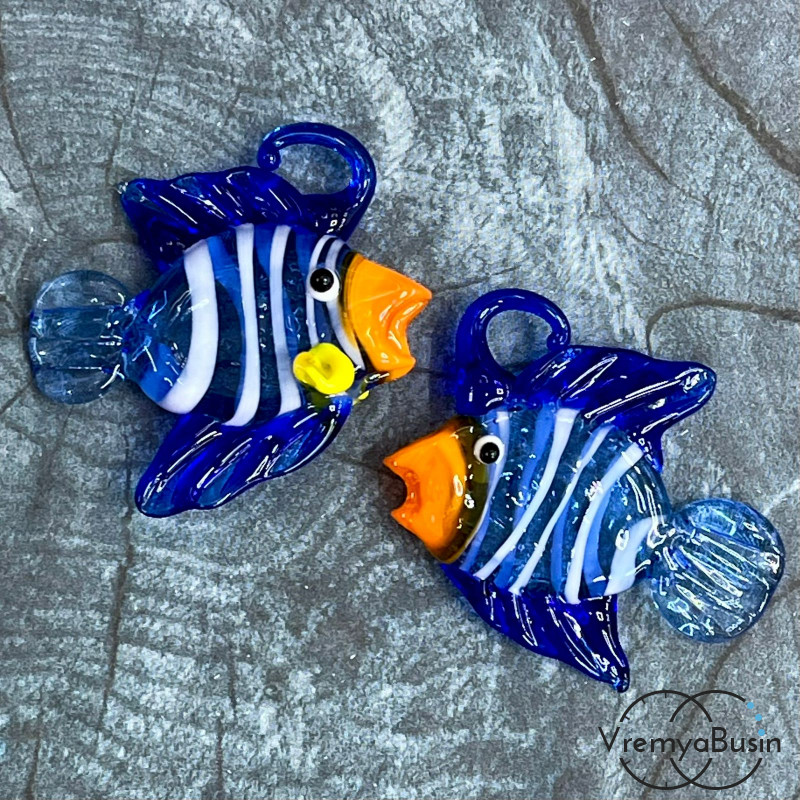 Подвеска из муранского стекла «Рыба», ок. 35х40 мм (1 шт.)
