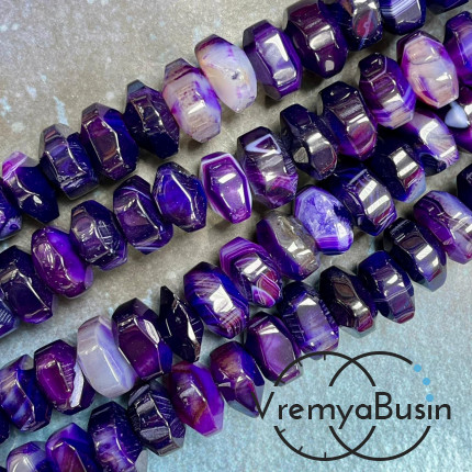 Агат тонир., крупный рондель с гранями, ок. 9х15 (1/2 нити, ок. 20 шт.)