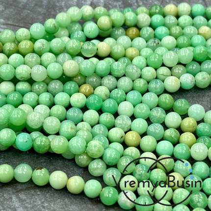 Хризопраз, шарик гладкий ок. 5 мм (нить, ок. 75 шт.)
