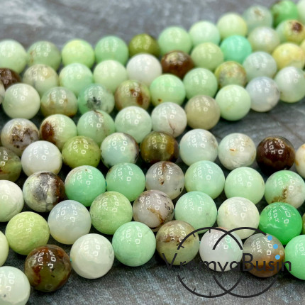 Хризопраз, шарик гладкий ок. 8 мм (1/2 нити, ок. 24 шт.)