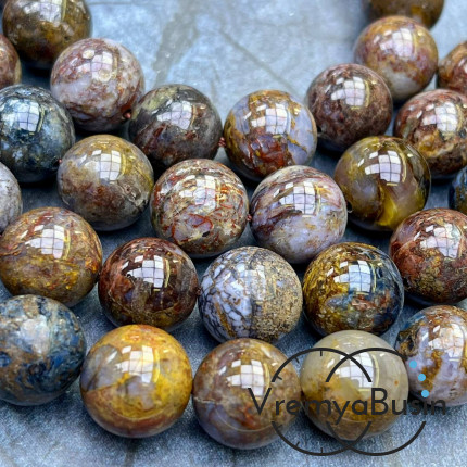Петерсит натур., шарик гладкий 12 мм (1/2 нити, ок. 16 шт.)
