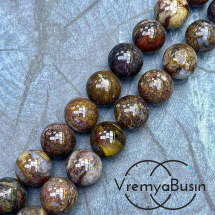 Петерсит натур., шарик гладкий 12 мм (1/2 нити, ок. 16 шт.)