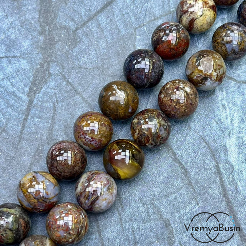 Петерсит натур., шарик гладкий 12 мм (1/2 нити, ок. 16 шт.)