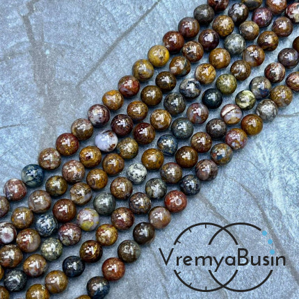 Петерсит натур., шарик гладкий 6 мм (1/2 нити, ок. 32 шт.)