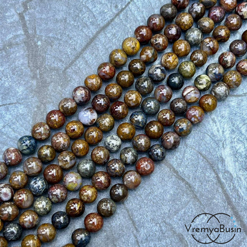 Петерсит натур., шарик гладкий 6 мм (1/2 нити, ок. 32 шт.)