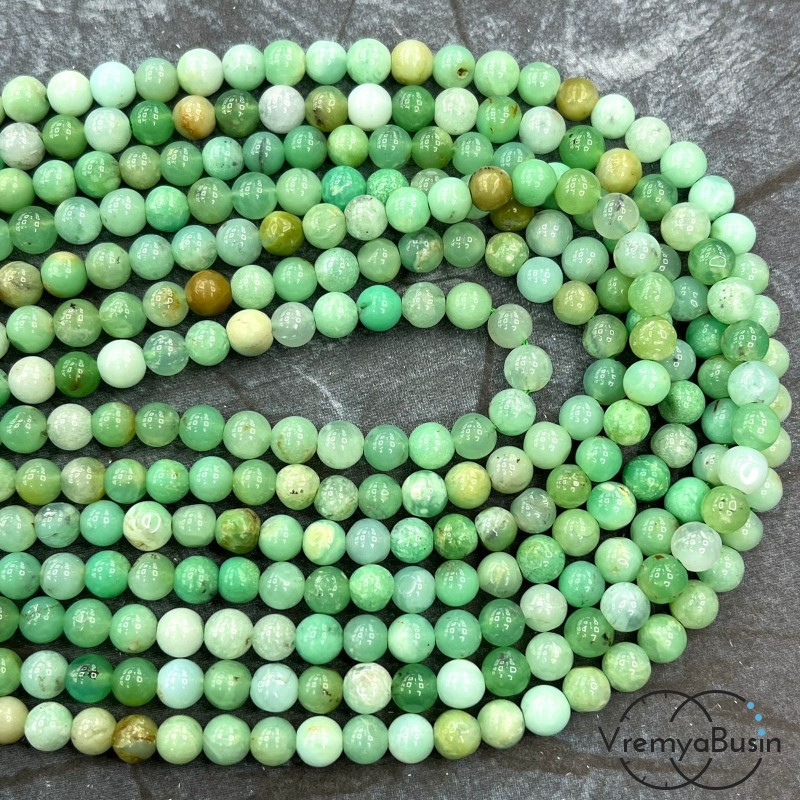 Хризопраз, шарик гладкий ок. 5 мм (нить, ок. 75 шт.)
