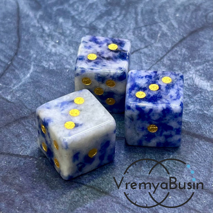 Азурит. Игральные кости из камня, кубик 15х15 мм  (1 шт.)