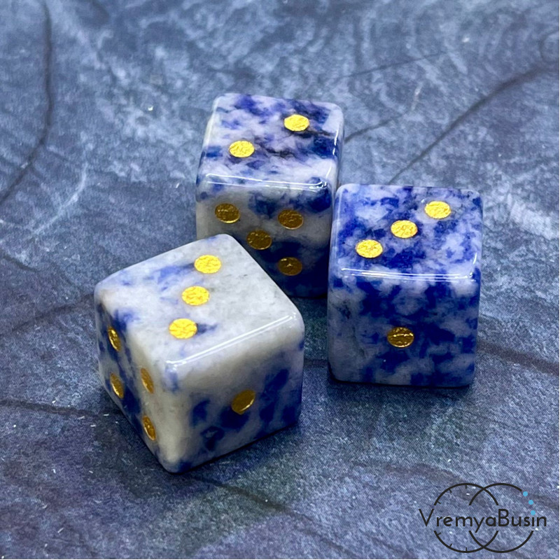 Азурит. Игральные кости из камня, кубик 15х15 мм  (1 шт.)