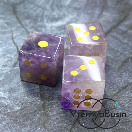 Аметист. Игральные кости из камня, кубик 15х15 мм  (1 шт.)