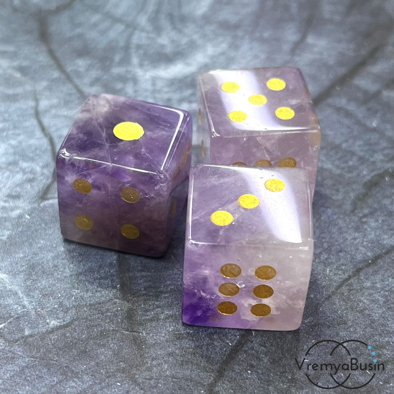 Аметист. Игральные кости из камня, кубик 15х15 мм  (1 шт.)