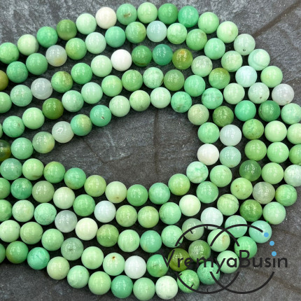 Хризопраз, шарик гладкий ок. 7 мм (1/2 нити, ок. 24 шт.)