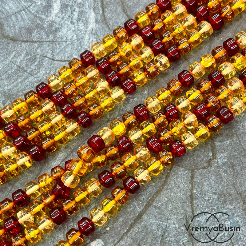 Янтарь, имит. из смолы,  бусины    рондель 7х6 мм      (нить, ок.   95  шт.)