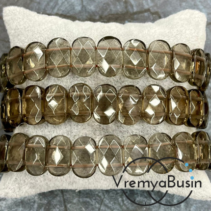 Раухтопаз. Бусины граненые с 2 отверстиями 10х14 мм (ок. 19 шт.)