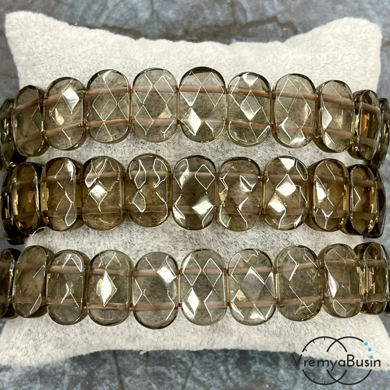 Раухтопаз. Бусины граненые с 2 отверстиями 10х14 мм (ок. 19 шт.)