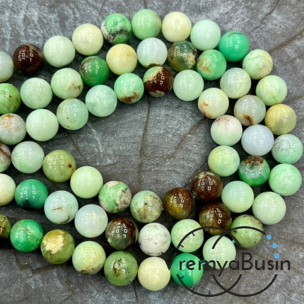 Хризопраз, шарик гладкий ок. 10 мм (1/2 нити, ок. 19 шт.)