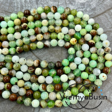 Хризопраз, шарик гладкий ок. 7 мм (1/2 нити, ок. 24 шт.)