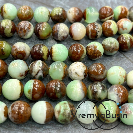 Хризопраз, шарик гладкий ок. 10 мм (1/2 нити, ок. 19 шт.)