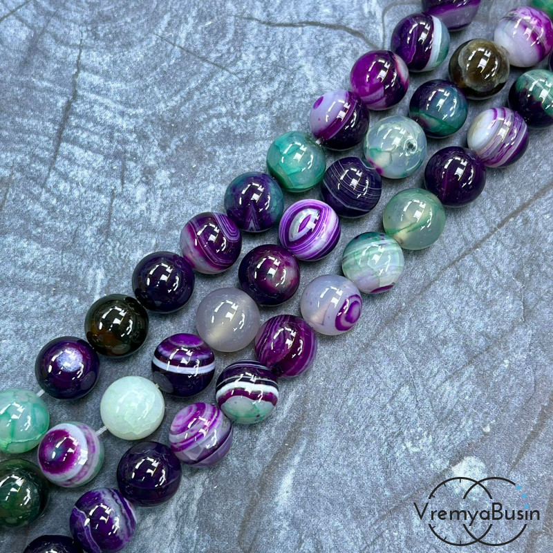 Оникс-агат, шарик гладкий 10 мм (нить, ок. 38 шт.) Оникс-агат, шарик гладкий 10 мм (нить, ок. 38 шт.)