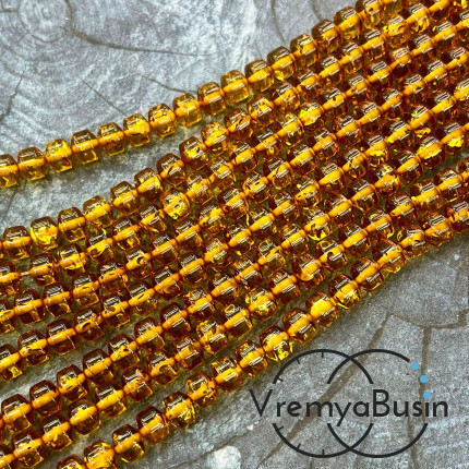 Янтарь, имит. из смолы,  бусины    рондель 7х6 мм      (нить, ок.   95  шт.)