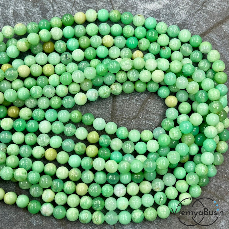 Хризопраз, шарик гладкий ок. 5 мм (нить, ок. 75 шт.)