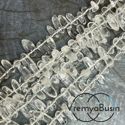 Горный хрусталь, галтовка палочки, ок. 10х15-20 мм (нить, ок.  55 шт.)