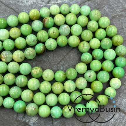Хризопраз, шарик гладкий ок. 8 мм (1/2 нити, ок. 24 шт.)