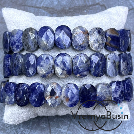 Содалит. Бусины граненые с 2 отверстиями 10х14 мм (ок. 19 шт.)