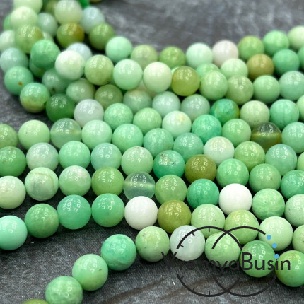 Хризопраз, шарик гладкий ок. 7 мм (1/2 нити, ок. 24 шт.)