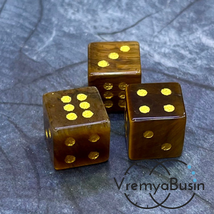 Тигровый глаз. Игральные кости из камня, кубик 15х15 мм  (1 шт.)