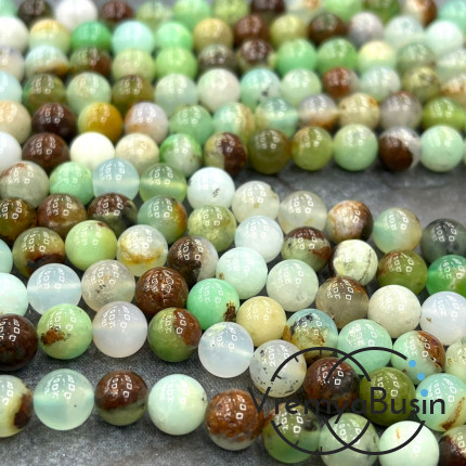 Хризопраз, шарик гладкий ок. 7 мм (1/2 нити, ок. 24 шт.)