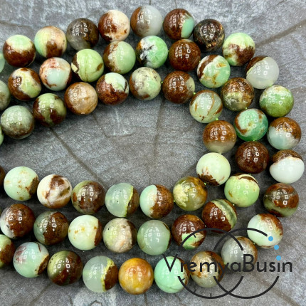 Хризопраз, шарик гладкий ок. 10 мм (1/2 нити, ок. 19 шт.)