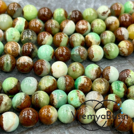 Хризопраз, шарик гладкий ок. 8 мм (1/2 нити, ок. 24 шт.)