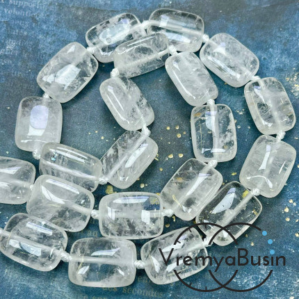 Горный хрусталь, прямоугольник плоский 13х18 мм (1/2 нити, ок. 10 шт.)