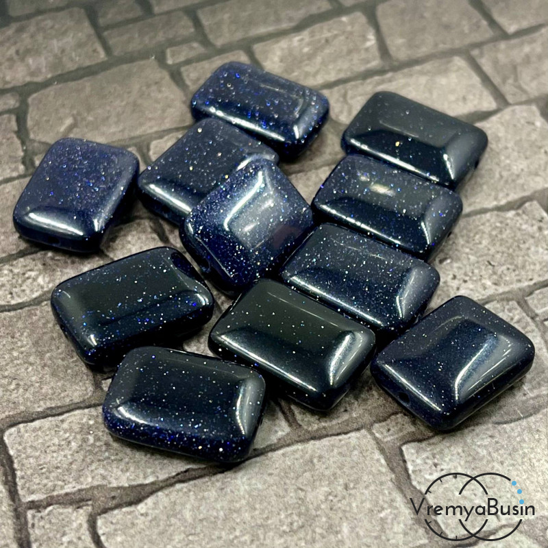 Авантюрин синий, прямоугольник плоский 13х18 мм (1 шт.)