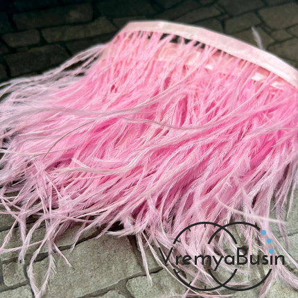 Перья страуса на ленте, цв. РОЗОВЫЙ (10 см.)