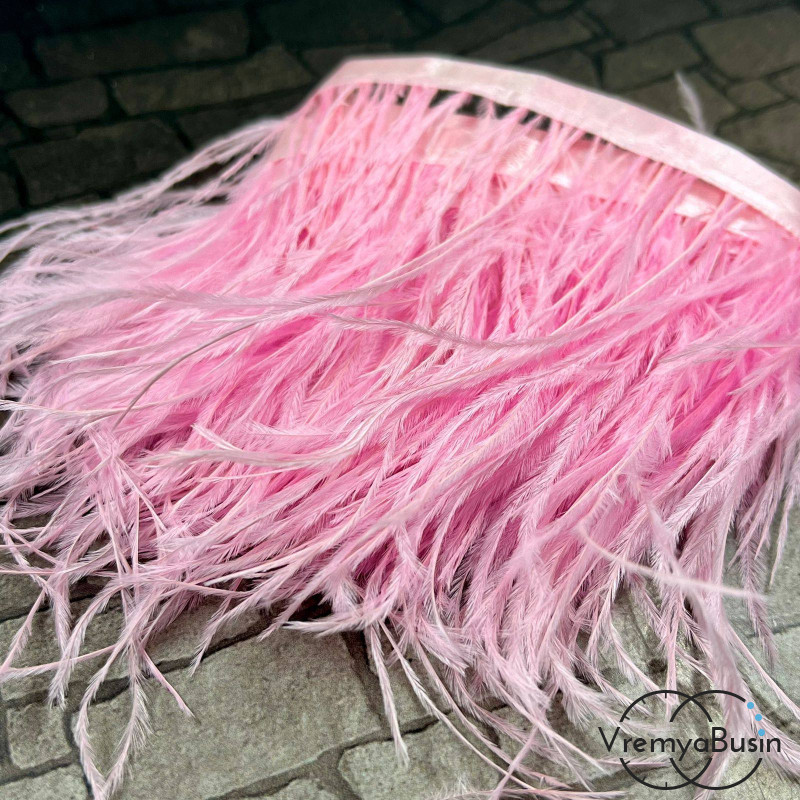 Перья страуса на ленте, цв. РОЗОВЫЙ (10 см.)
