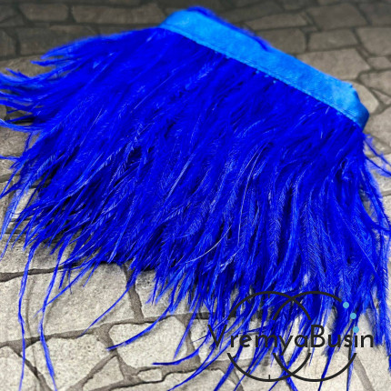 Перья страуса на ленте, цв. СИНИЙ (10 см.)