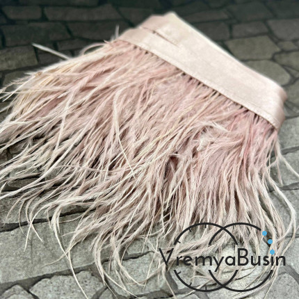 Перья страуса на ленте, цв. ПЫЛЬНАЯ РОЗА (10 см.)