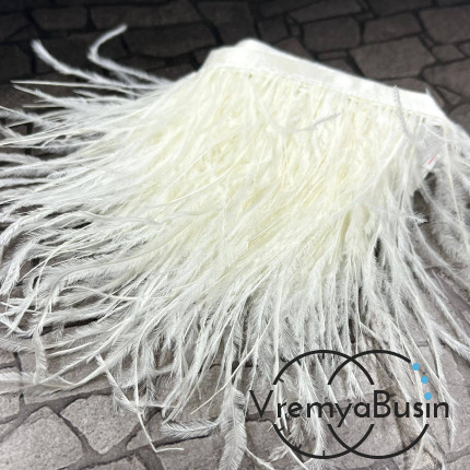 Перья страуса на ленте, цв. БЕЛЫЙ (10 см.)