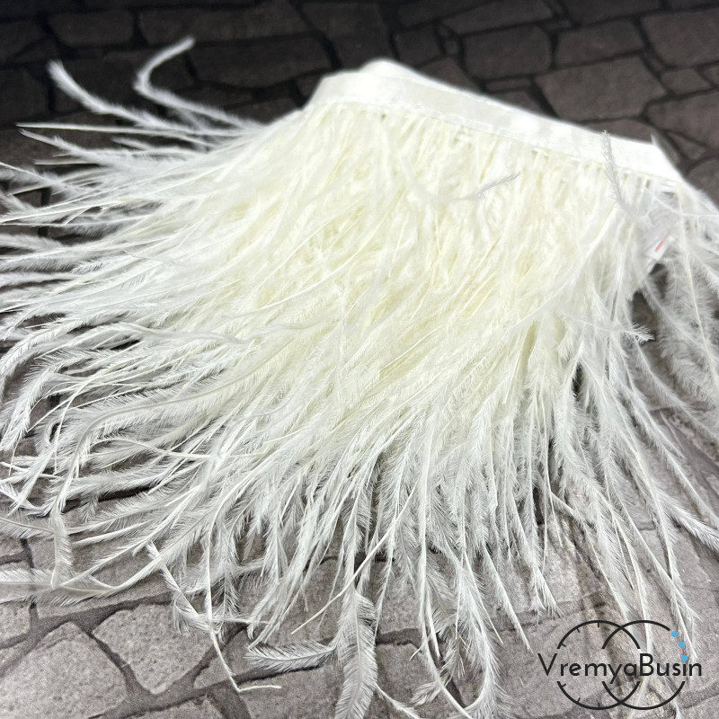 Перья страуса на ленте, цв. БЕЛЫЙ (10 см.)