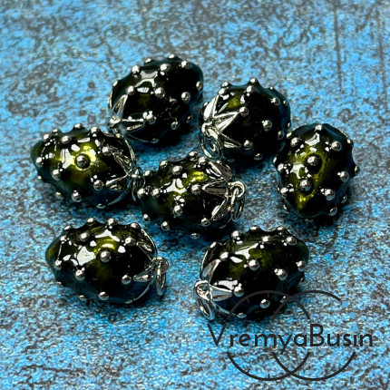 Подвеска  с эмалью "Клубничка", 12х17 мм, из латуни с родиевым покрытием, цв. черный   (1 шт.)