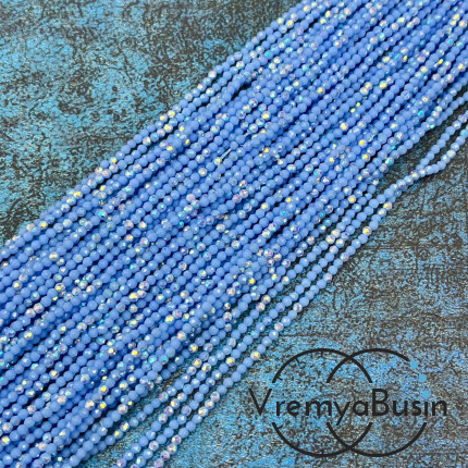 Бусины хрустальные кристаллики, шарик граненый 2 мм (нить, ок. 38 см.)