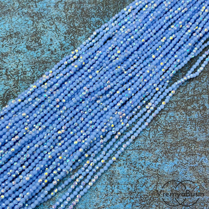 Бусины хрустальные кристаллики, шарик граненый 2 мм (нить, ок. 38 см.)