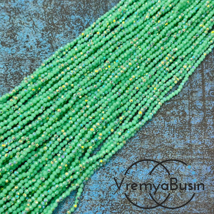 Бусины хрустальные кристаллики, шарик граненый 2 мм (нить, ок. 38 см.)