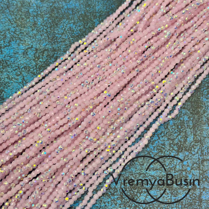 Бусины хрустальные кристаллики, шарик граненый 2 мм (нить, ок. 38 см.)