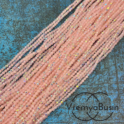 Бусины хрустальные кристаллики, шарик граненый 2 мм (нить, ок. 38 см.)