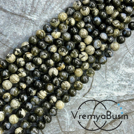 Опал черный, шарик гладкий 6 мм (1/2 нити, ок. 32 шт.)